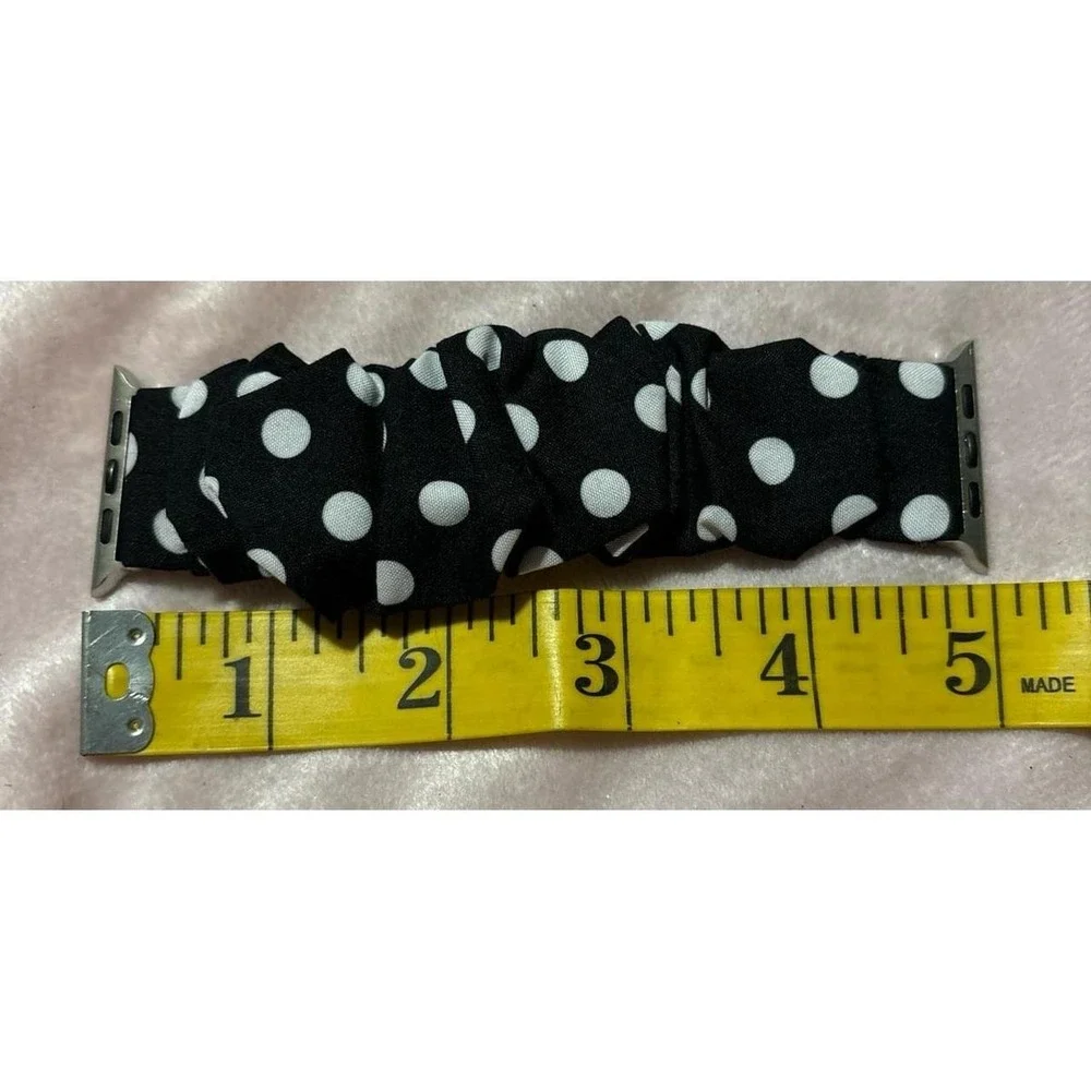 NEW Black & White Polka Dot Scrunchie Band for Apple Watch 42mm/44mm/45mm